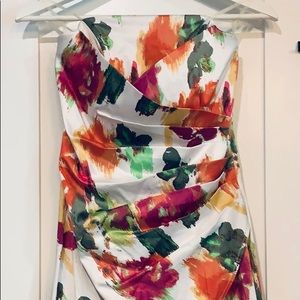 Party Strapless mini dress watercolored flowers